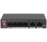 Dahua DH-PFS3006-4GT-60 - Commutateur - non géré - 1 x 10/100/1000 (High PoE) + 3 x 10/100/1000 (PoE+) + 2 x 10/100/1000 (liaison montante) - de bureau, fixation murale - High PoE / PoE+ (60 W) -...