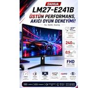 Dahua Moniteur de jeu FHD 27 pouces (LM27-E241B) - 240 Hz, temps de réponse de 0,5 ms, panneau IPS, synchronisation adaptative, HDR10, 85 % NTSC, HDMI 2.0 et DP 1.4, soin des yeux