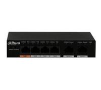 Dahua PFS3006-4ET-60 - Commutateur - non géré - 1 x 10/100 (High PoE) + 2 x 10/100/1000 (liaison montante) + 7 x 10/100 (PoE+) - de bureau - High PoE / PoE+ (96 W) - DC power G