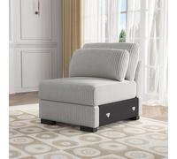 DAHUEN Canapé d'angle modulaire, convertible, sectionnel, avec accoudoirs et dossiers, espace de rangement, pour salon et chambre à coucher, en velours côtelé, gris C