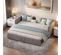 DAHUEN Canapé Lit 90/180 x 200 cm, Canape Lit 2 Places Convertible, Canapés-Lits Gigogne en Velours, Extensible, Pliant, Lits Double Rembourré, Cadre's de Lit's (sans Matelas) (Gris)