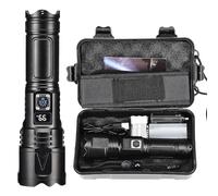 DAHUEN Lampe Torche LED Ultra Puissante 10000 Lumens, Lampe de Poche Rechargeable avec Batterie 5000mAh, IPX6 Lampe Tactique Torches, Zoomable 5 Modes, Pour Camping et Urgences (Noir-B)