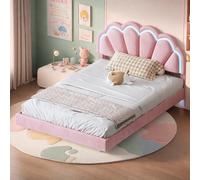 DAHUEN Lit Fille 90x200, Lit 1 Place Enfant avec Sommier à Lattes et éclairage LED, lit de Princesse Petite Fille, Lits Princesse Fille, Tête de Lits réglable en Hauteur (Rose, 140×200cm)