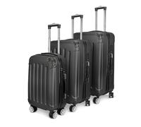 DAHUEN Lot de 3 valises rigides avec 4 roulettes silencieuses - Bagages à main avec serrure TSA, noir, 77 x 49 x 28 cm, Noir , 77×49×28cm, Minimaliste, business, moderne, tendance pour l'extérieur