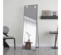 DAHUEN Miroir Pleine Longueur 162 x 53 cm, Grand Miroir de Sol rectangulaire à Suspendre ou à Incliner, Cadre en Alliage d'aluminium Noir, miroirs sur Pied pour Salon, Chambre