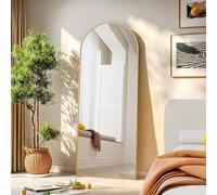 DAHUEN Miroir Pleine Longueur, 165 x 60 cm, en Forme d'arc, Miroir de Sol bombé avec Cadre en Aluminium doré, miroirs sur Pied bombé, Grand Miroir Mural pour Chambre à Coucher, Salon