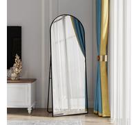 DAHUEN Miroir sur pied 162 x 53 cm Cadre en alliage d'aluminium et verre trempé Pour chambre à coucher, salon, garde-robe Fixation murale Noir (noir, 162 x 53 cm)