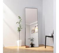 DAHUEN Miroir sur Pied 162 x 53 cm, Miroir de Sol rectangulaire Pleine Longueur, Miroir Mural à Suspendre ou à Poser, avec Cadre en Aluminium Noir, pour Salle de Bain, Chambre, Entrée (162 x 53 cm)