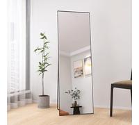 DAHUEN Miroir sur pied 162 x 53 cm - Miroir pleine longueur avec support - Grand miroir sur pied - Miroir mural sur pied - Pour chambre à coucher, salon, dressing, couloir - Noir