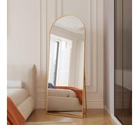 DAHUEN Miroir sur Pied 165 x 60 cm, Grand Miroir Arqué en Pleine Longueur avec Cadre en Aluminium Doré, Grand Miroir Mural HD, pour Salon, Chambre, Couloir (doré, 165 x 60 cm)