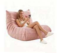 DAHUEN Pouf canapé de sol, canapé Togo avec design ergonomique, canapé paresseux avec housse en fausse fourrure et mémoire super douce, sac de haricots pour chambre à coucher salon (rose)
