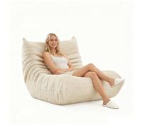 DAHUEN Pouf canapé de sol, canapé Togo avec design ergonomique, canapé paresseux avec housse en fausse fourrure et mémoire super douce, Bean Bag pour chambre à coucher salon (Beige)