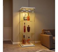 DAHUEN Vitrine en Verre 3 Couches avec LED, Vitrine pour Collection 36x42x125cm, Transparent Armoir de Verre Porte vitrée, Armoire de Rangement en Verred pour Chambre et Salon, Noir (Blanc)