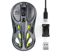 DAHULI Souris de jeu sans fil, trimode 2,4 G/USB-C/Bluetooth, 800-4800 DPI, souris optique ergonomique pour gamer, RVB et 6 boutons programmables, 65 g, rechargeable, pour PC/Mac/ordinateur portable