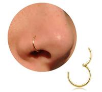 DAI JY Piercing de nez en titane fin doré et argenté, unisexe, adapté au septum, tragus, conch, lèvres et oreilles, 8mm, Titane, Pas de gemme