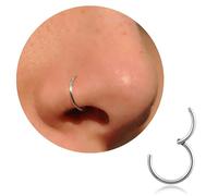 DAI JY Piercing de nez en titane fin doré et argenté, unisexe, adapté au septum, tragus, conch, lèvres et oreilles, 8mm, Titane, Pas de gemme