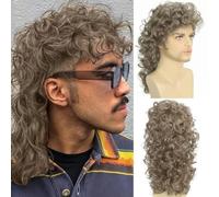 Daiaces Perruques bou s Mullet pour homme des années 80, cheveux longs blonds, bouclés, hippie, à bascule, cosplay, costume d'anime