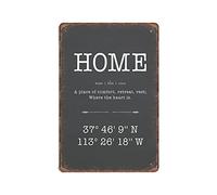 DAIERCY Plaque en métal vintage amusante avec coordonnées GPS Latitude Longitude pour pub, bar, cuisine, jardin, salle de bain, décoration d'intérieur, 140 x 200 mm