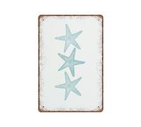 DAIERCY Plaque murale humoristique vintage en métal avec étoile de mer et plage Bleu 140 x 200 mm