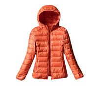 DAIHAN Doudoune à Capuche Femme Ultra Légère Duvet Veste Courte Manteau Doudoune Matelassée Pliable Fine Veste Doudoune Manches Longues Manteau Chaud Parka,Orange,L