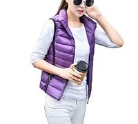 DAIHAN Doudoune Sans Manches Femme Hiver - Gilet Rembourré Veste Chaud Extérieur Manteau Matelassée Parka Blouson Zippée Casual Veste en Duvet Blouson Gilets,Violet,XXL