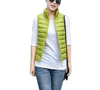 DAIHAN Doudoune Sans Manches Femme Hiver - Gilet Rembourré Veste Chaud Extérieur Manteau Matelassée Parka Blouson Zippée Casual Veste en Duvet Blouson Gilets,Vert,S