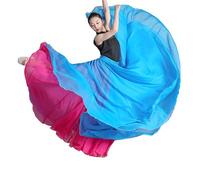 DAIHAN Femme Classique Fluide Jupe Longue Maxi évasée Tenue de Danse Réversible pour l'entraînement et la Pratique pour Valse, Flamenco et Festivals SkbleuRose L