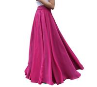 DAIHAN Femme Costume de Taille élastiquée Jupe Longue évasée et élégante Modèle Réversible et Fluide Plissée Flamenco pour Les fêtes, la Danse Moderne ou Les Sorties Rosevert XXL