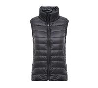DAIHAN Femme Hiver Élégant Doudoune Gilet Sans Manches, Ultra Léger Duvet Gilets Veste Manteau Parka Blouson Rembourrée Epaise Veste Matelassée,Noir,XXL