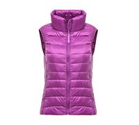 DAIHAN Femme Hiver Élégant Doudoune Gilet Sans Manches, Ultra Léger Duvet Gilets Veste Manteau Parka Blouson Rembourrée Epaise Veste Matelassée,Violet,XXL