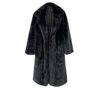 DAIHAN Femme Vêtement d'extérieur Long en fausse fourrure Blazer élégant Polaire Parka épaisse Chaude et Confortable Fluffy Couleur Unie Blouson Outwear Chic en fourrure synthétique Noir 3XL