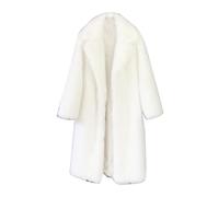DAIHAN Femme Vêtement d'extérieur Long en fausse fourrure Blazer élégant Polaire Parka épaisse Chaude et Confortable Fluffy Couleur Unie Blouson Outwear Chic en fourrure synthétique Blanc XL