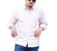 DAIHAN Homme Chemise Manches Longues Grandes Tailles S-7Xl Chemise Droite Slim Fit Business Classe Col Boutonnée Chemise Business Formelle Mariage,Rose,7XL