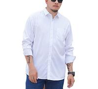 DAIHAN Homme Chemise Manches Longues Grandes Tailles S-7Xl Chemise Droite Slim Fit Business Classe Col Boutonnée Chemise Business Formelle Mariage,Blanche,4XL