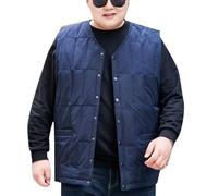 DAIHAN Homme Gilet sans manches Grande Taille Bodywarmer Blouson Militaire Pliable Veste courte Couleur unie Veste isolante mi-saison Manteaux épais Coupe-Vent Extérieur DaBleu 8XL