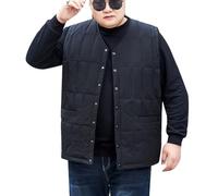DAIHAN Homme Gilet sans manches Grande Taille Bodywarmer Blouson Militaire Pliable Veste courte Couleur unie Veste isolante mi-saison Manteaux épais Coupe-Vent Extérieur Noir 8XL