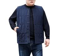 DAIHAN Homme Gilet sans manches Grande Taille Bodywarmer Blouson Militaire Pliable Veste courte Couleur unie Veste isolante mi-saison Manteaux épais Coupe-Vent Extérieur BleuZip 3XL