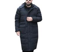 DAIHAN Homme Parka Manteau Doudoune Longue et Chaude Vêtements d'hiver rembourrées Décontractés Coupe-vent Veste matelassée Softshell militaire épaisse à manches longues 150Noir 10XL