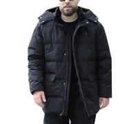 DAIHAN Homme Veste de ski mi-longue épaisse de Grande Taille Doudoune à Capuche Col montant Parka militaire isolée Coupe-vent de randonnée et de Snowboard Noir 9xL