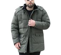 DAIHAN Homme Veste de ski mi-longue épaisse de Grande Taille Doudoune à Capuche Col montant Parka militaire isolée Coupe-vent de randonnée et de Snowboard Vert 9xL