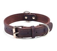 DAIHAQIKO Collier pour Chien en Cuir véritable, Collier Robuste pour Chien de Petite, Moyenne Taille, Grand Chien et Chien de très Grande Taille (L : 3 cm de Large pour Cou de 43,2 à 58,4 cm, Double