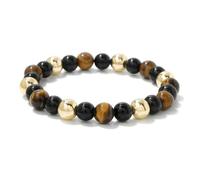 DAIJES Bracelet en perles de pierre de 8 mm vintage améthyste verte pierre de tigre hommes et femmes bracelet en corde élastique pierre naturelle-tigre jaune-19 cm
