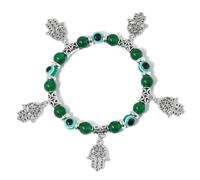 DAIJES Bracelet rétro polyvalent en perles de pierre naturelle, bracelet main de Fatima mauvais œil-FD10846-19CM