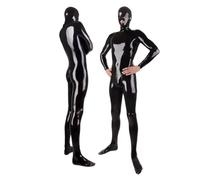 DAIJES Latex Full Cover Men's and Women's Honeycomb Hole Eye Latex Rubber Sportswear,Black,XXL