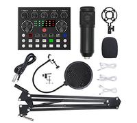 Daijianbin BM800 Kit de microphone avec carte son en direct, support de ciseaux, support amortisseur et filtre pour enregistrement studio Noir