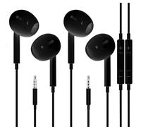 DAIKAJIE Lot de 2 écouteurs filaires de 3,5 mm, appels ultra clairs et sans bruit, écouteurs intra-auriculaires avec micro compatibles avec iPhone/iPad/Android/ordinateur portable/PC (noir)