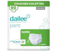 Dailee Pants Super M - 90x Couches Adultes, 6 Paquets de 15 Couche Culotte Incontinence Femme et Homme - Slip Incontinence, 90 Culotte Jetable