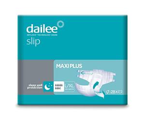 Dailee Slip L/XL - 28x Couches Adultes - Absorption Maxi Plus, Fuites Important 8,5 Gouttes - Slip Incontinence Homme, Femme et Personnes Âgées
