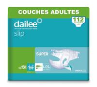 Dailee Slip Super L/XL - 112x Couches Adultes - 4 Paquets de 28 Pièces, Fuites Urinaire 6,5 Gouttes - Couche Slip Incontinence Lourde Homme, Femme et Personnes Âgées