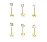 DAILI Piercing tragus hélix en titane doré 20 g Piercing de nez en acier chirurgical Piercing d'oreille Conch Piercing de nez en argent Zircon Nostril Piercing pour femmes et hommes, 2/3/4mm, Acier